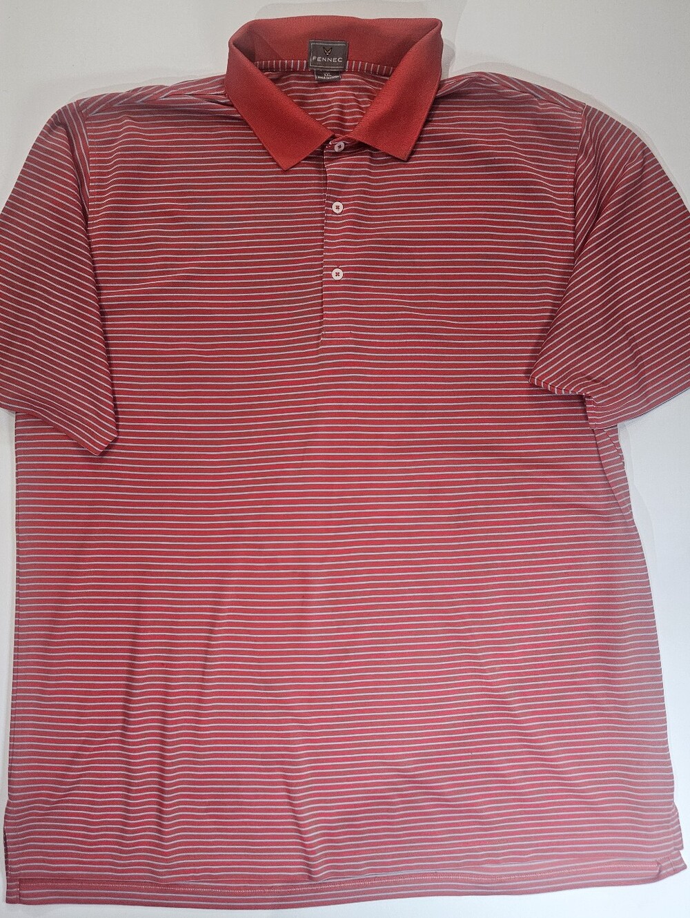 Fennec Polo Shirt Mens XXL Red Grey Microstripe Outdoor Preppy Athleisure
